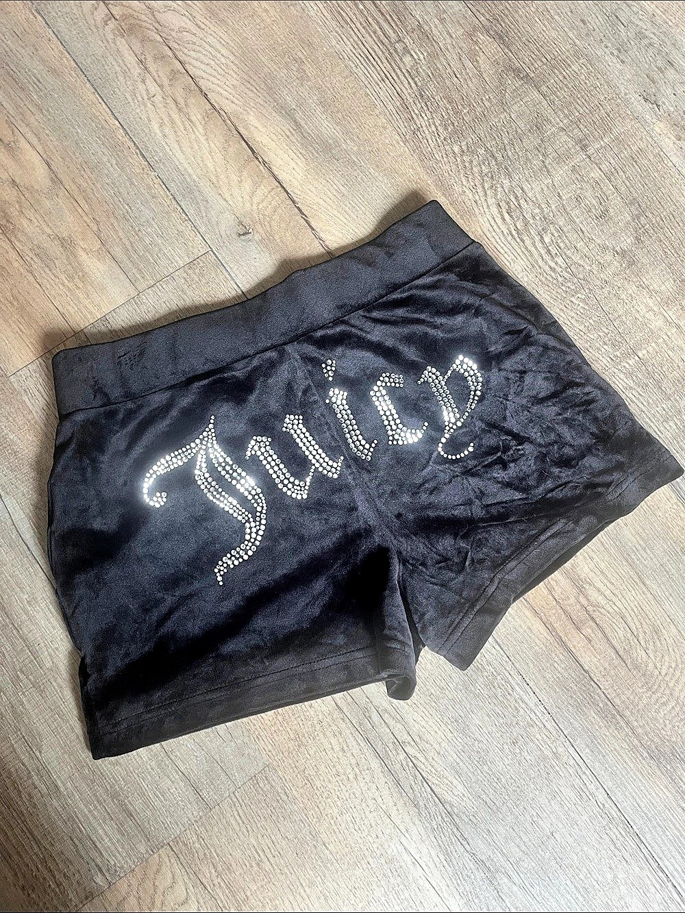 Juicy Couture Big Bling Velour Track Shorts Black Small
